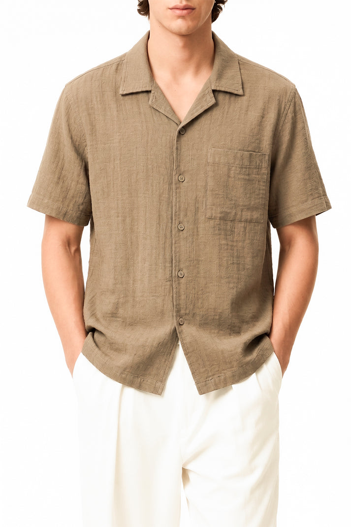 Brown Breeze Cuban Collar Shirt