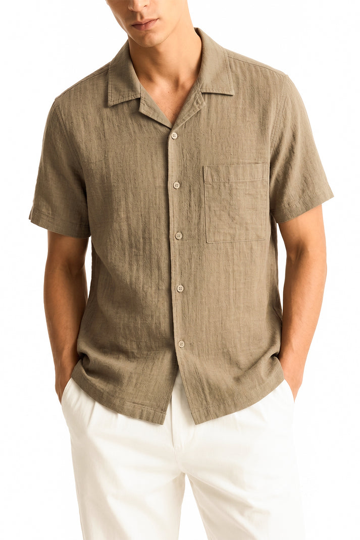 Brown Breeze Cuban Collar Shirt