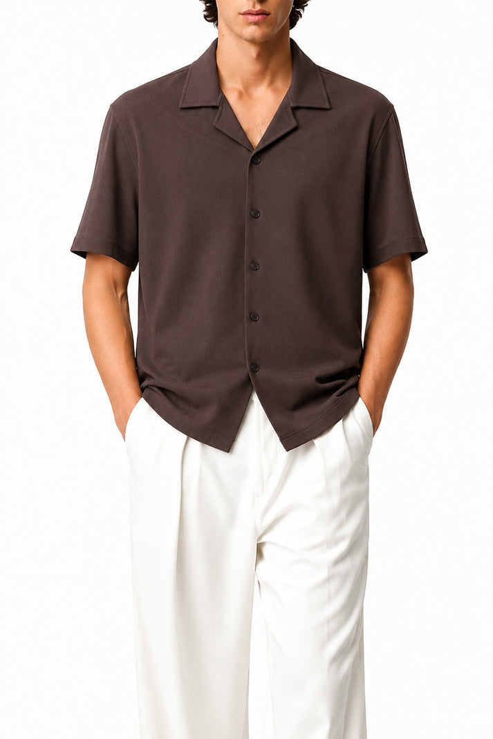 Brown Light Scuba Cuban Shirt