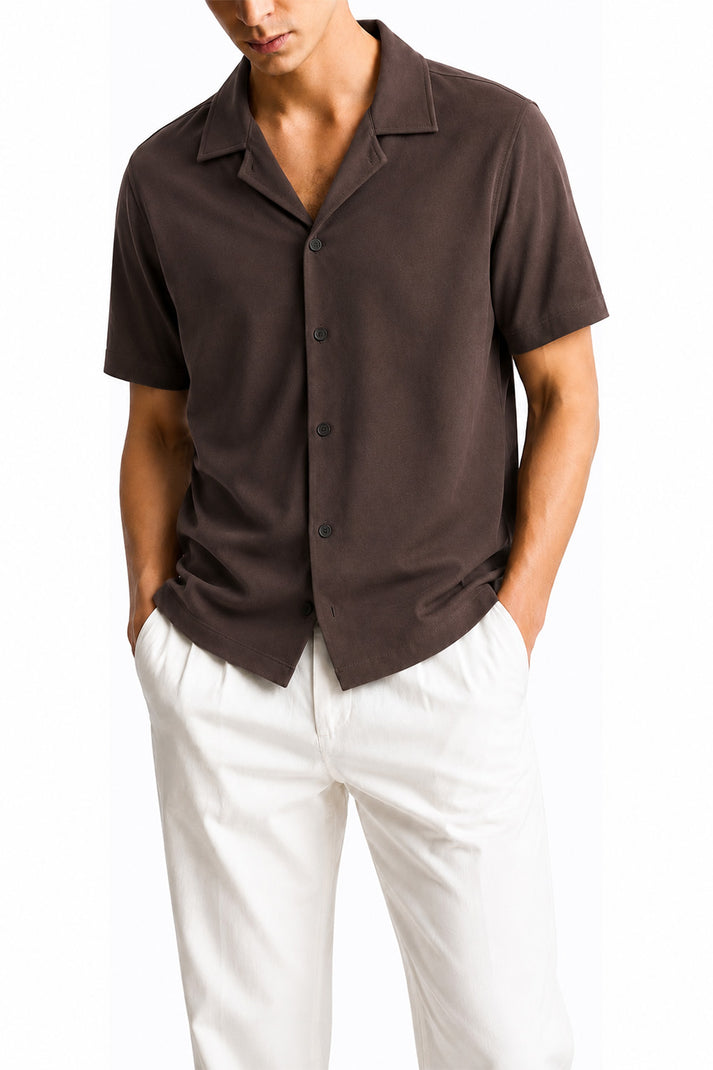 Brown Light Scuba Cuban Shirt